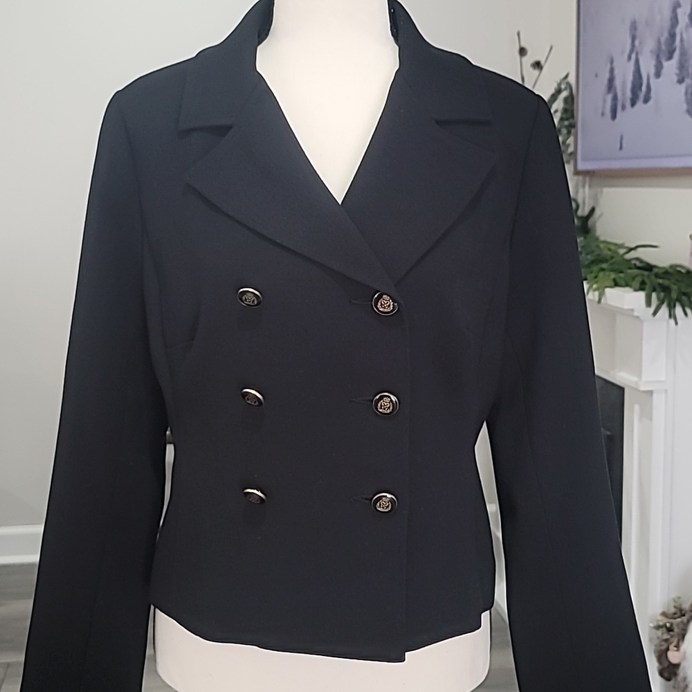 CAbi Black Double Breasted Lined Blazer Style#690 Size 6 - Picture 4 of 14